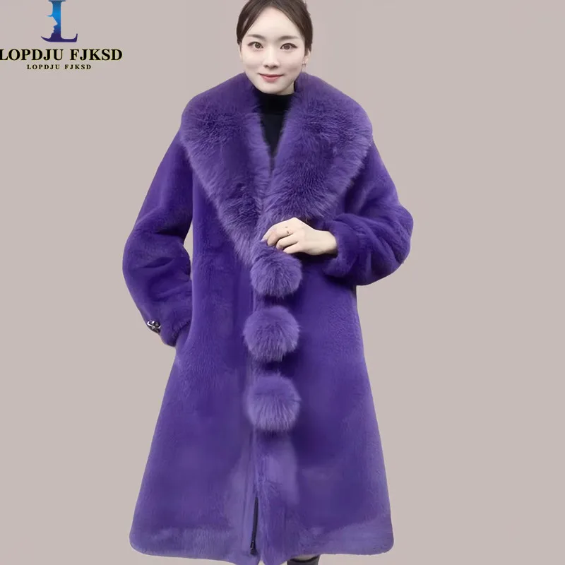 Faux Fur Coat for Women,Covered Button Jacket,Thicken Warm,High Quality,Turn-down Collar Overcoat,Female Clothes,New,Winter