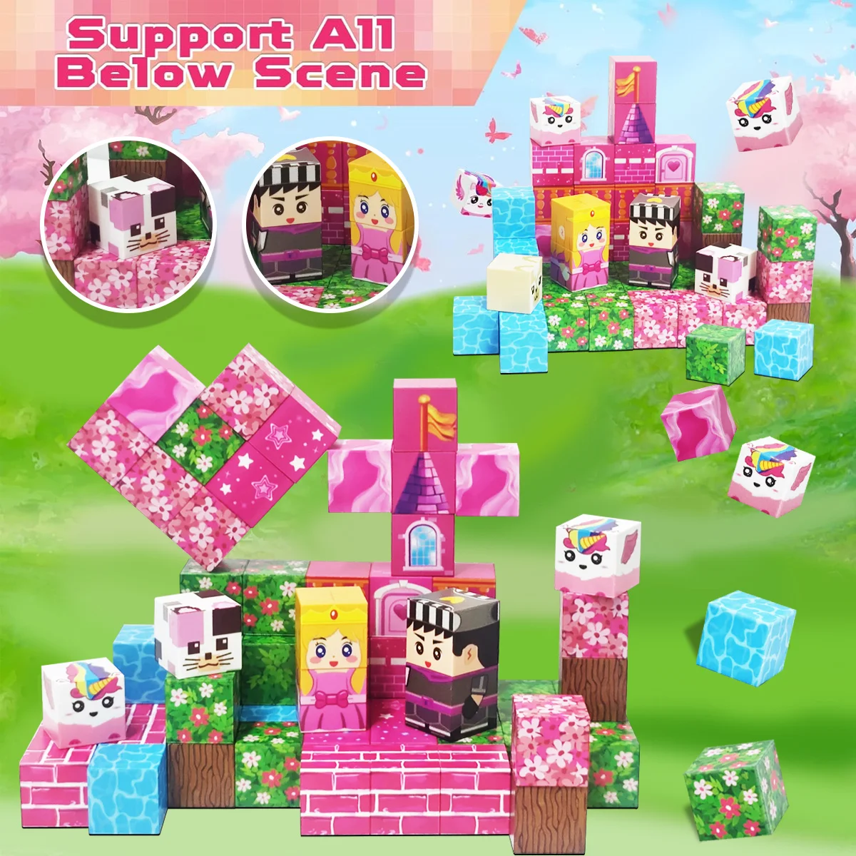 Magnetyczna zabawka księżniczka z bajki, zestaw magnetycznych klocków do budowania fantasy miasta, odpowiedni dla chłopców i dziewcząt, prezent na Boże Narodzenie i urodziny