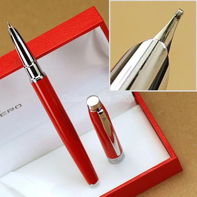 Hero 3015A Red & Silver Metal Fountain Pen Fine Nib 0.5mm Writing Pen