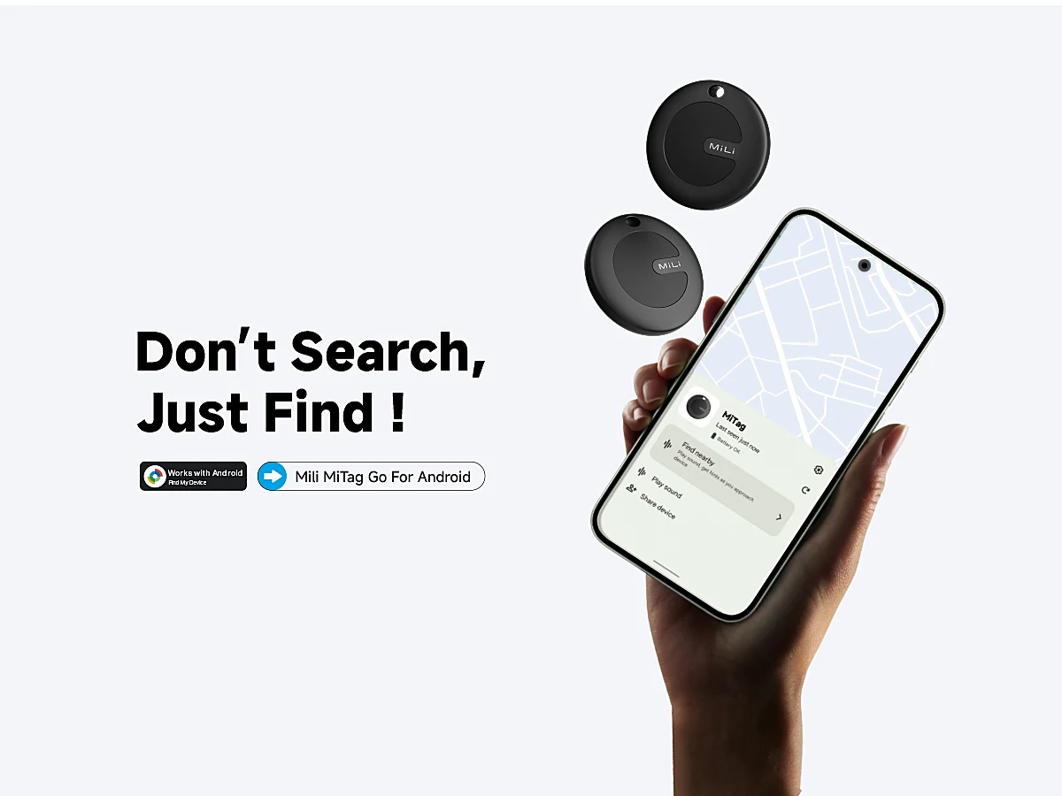MiTag Smart Bluetooth GPS Tracker,Android-supported Locator Paired with Google Find My Device,Anti-lost Tool for Keys & Pets