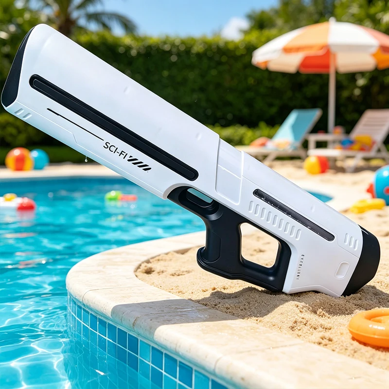 Electric Water Gun Automatic Continuous Firing Squirt Gun Outdoor Toy Long Range Shooting Water Gun with Lights Swimming Toys