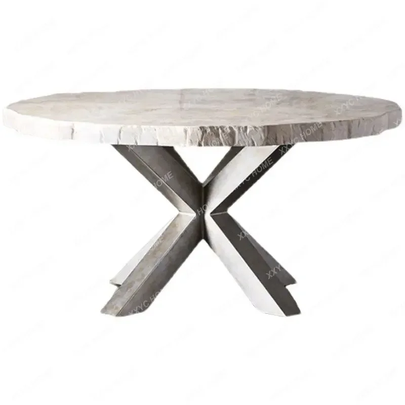 

Natural Marble Dining-Table Household Marble Turnplate Large round Table furniture muebles comedor 4 sillas