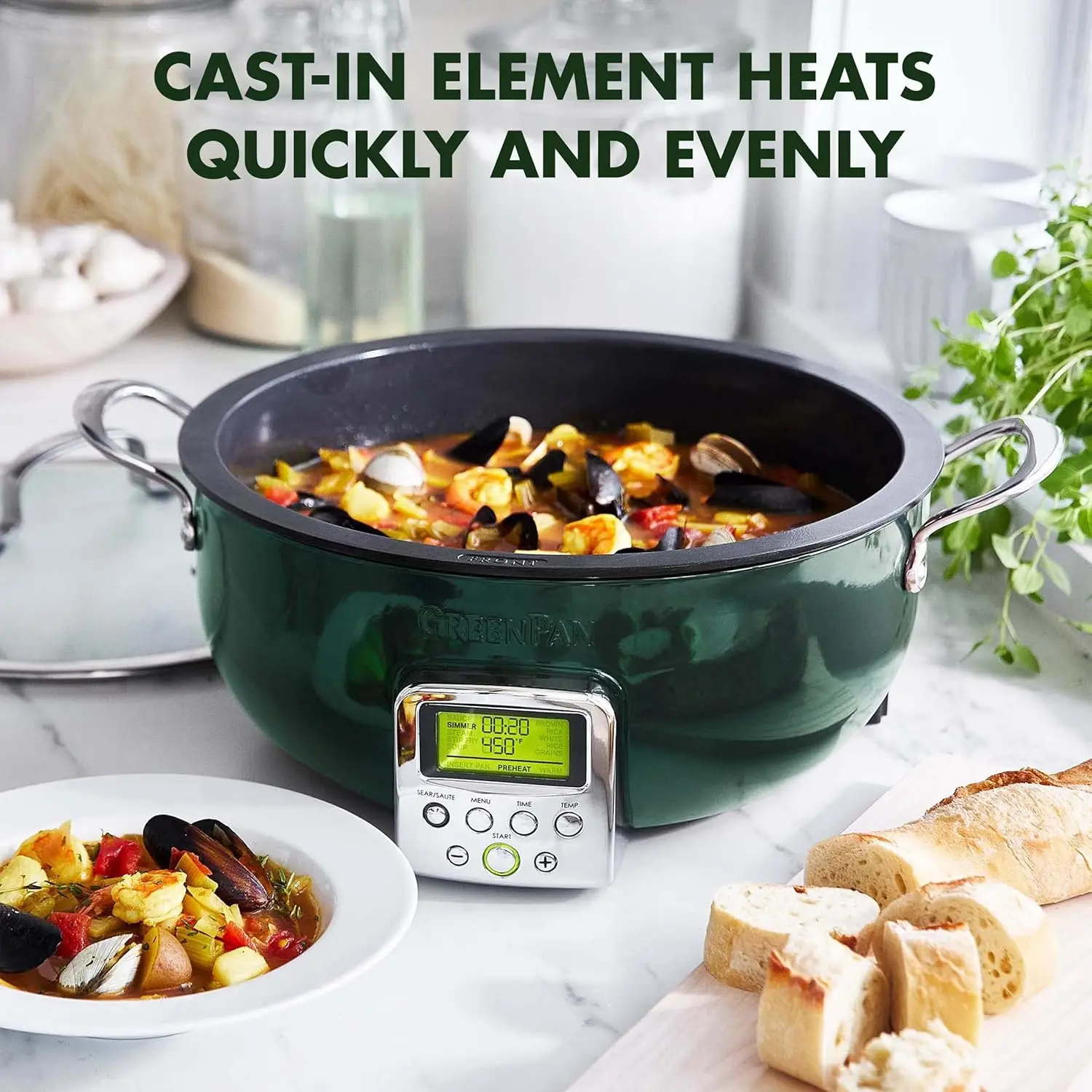 

Elite Essential Smart Electric 6QT Skillet Pot,Sear Saute Stir-Fry and Cook Rice