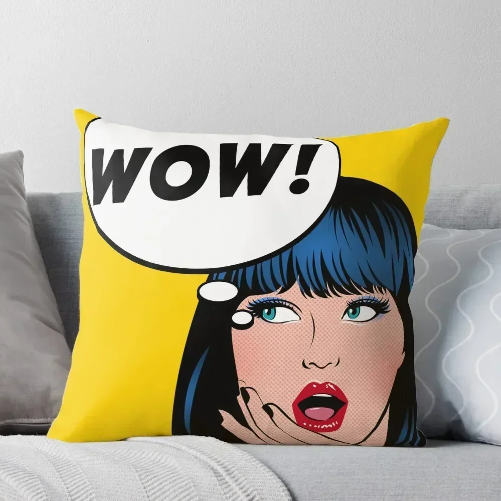 Pop Art - Wow apron backpack etc Throw Pillow Pillowcase luxury decor pillow