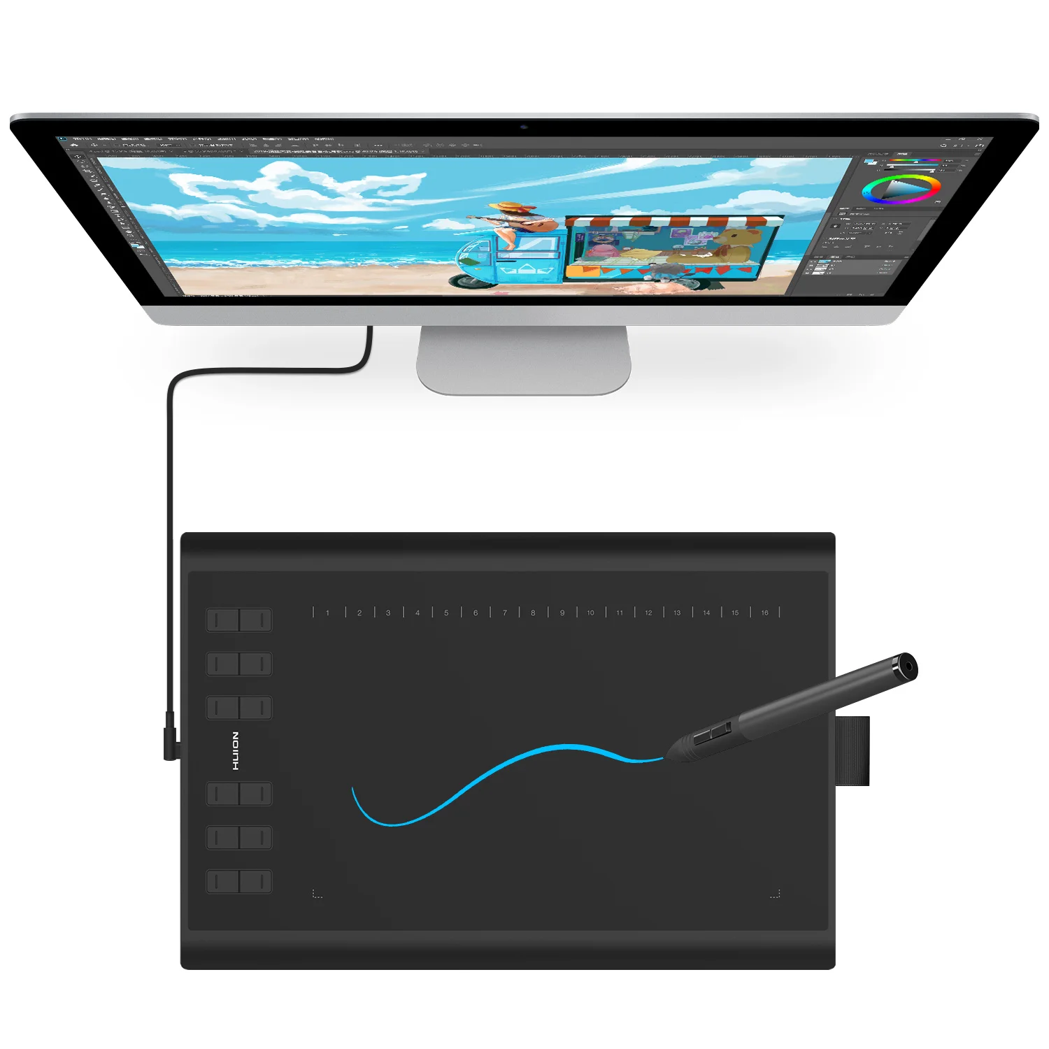 NEWAffordable 10*6.25 Inch 8192 Levels Pressure Online Class Writing Digital Painting  New 1060 Plus Pen Tablet Drawing