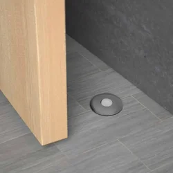 Ultra Thin Invisible Stainless Steel Black Door Stop Magnetic Floor Mount Hidden Automatic Suction Door Stopper