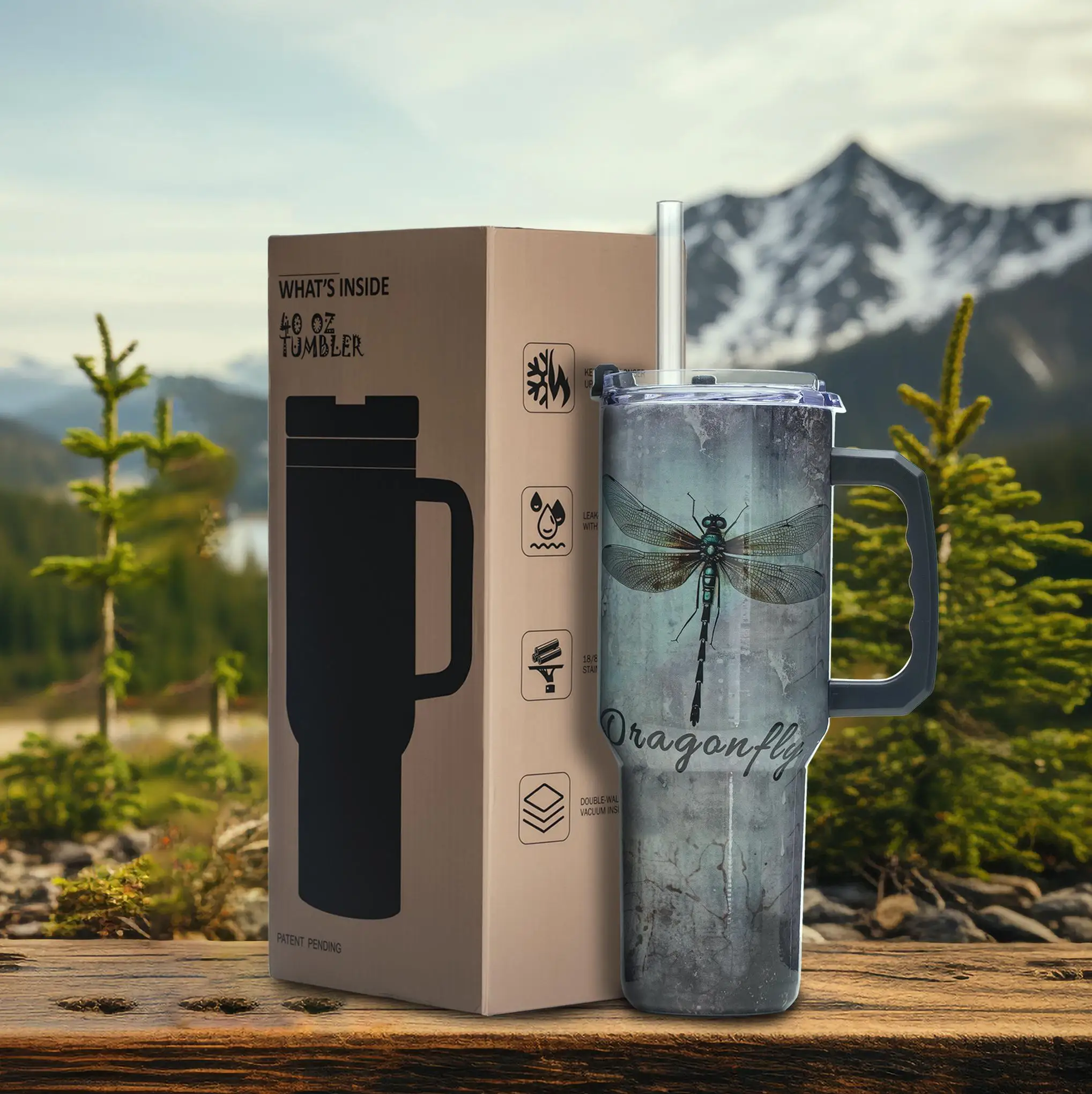 

Стакан Dragonfly в стиле Faith, 40 унций, нержавеющая сталь с вакуумной изоляцией, герметичная крышка, подарок для христианских друзей или учителей