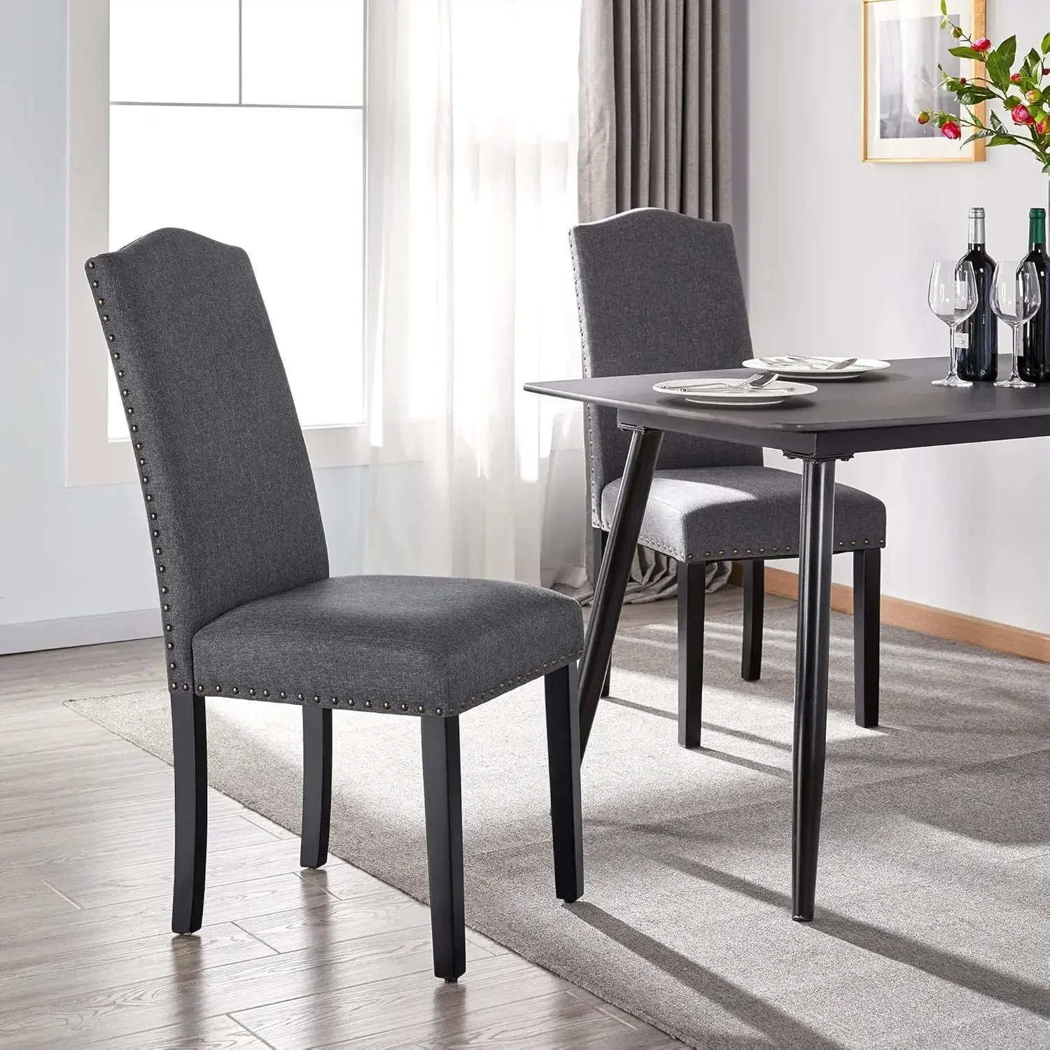 Dining Chairs with Rubber Wood Legs and Non-Woven Fabric Armless Chairs for Kitchen Living Room Hotel Weeding Lounge Reception,