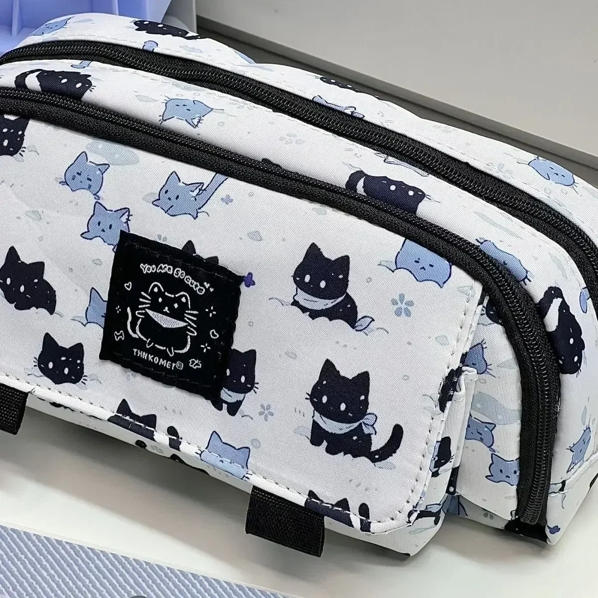 Imagem -05 - Cute Cat School Lápis Case Kawaii Papelaria Pouch Back to School Supplies Kit Caixa de Grande Capacidade Bolsa Box