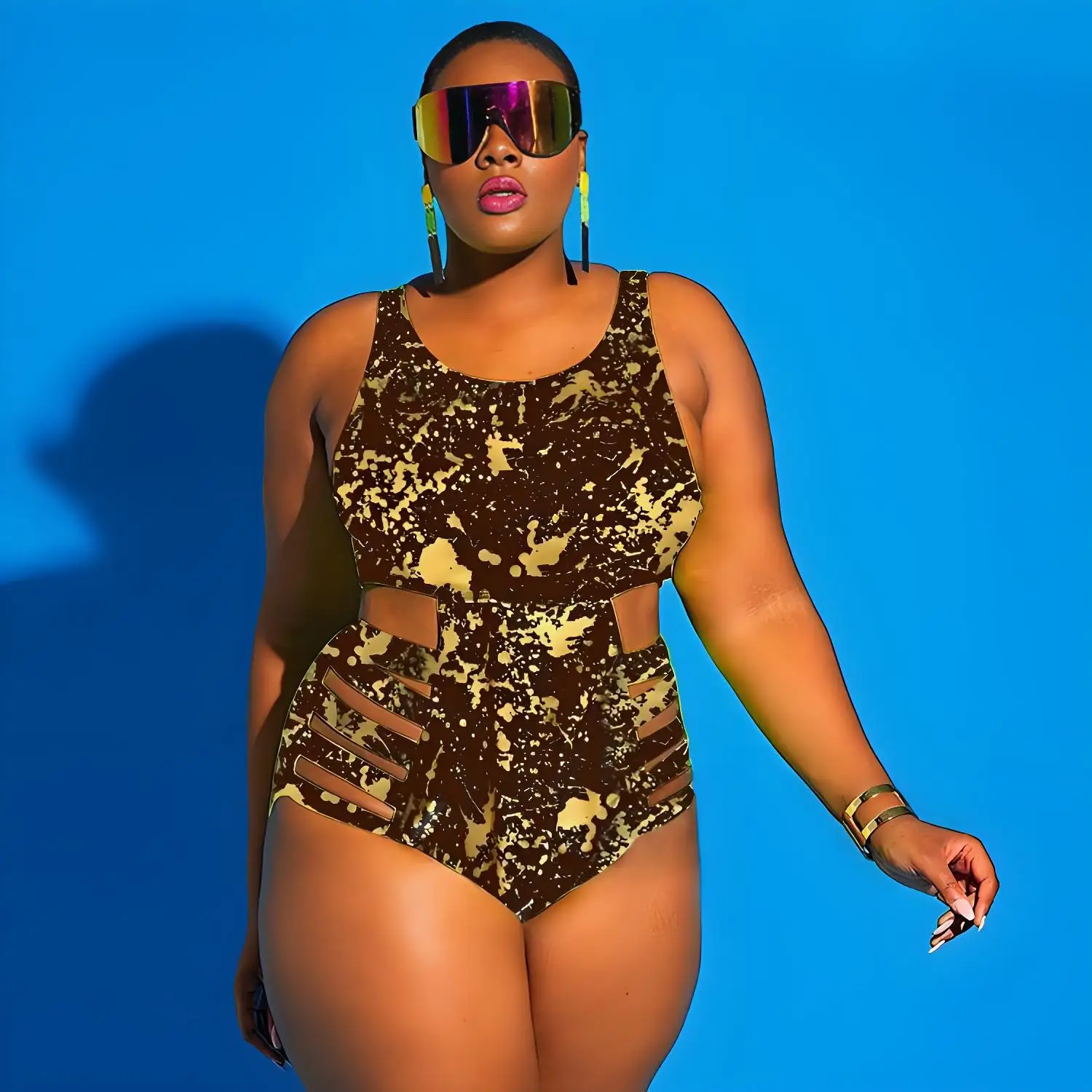 Stroje kąpielowe plus size jednoczęściowe bikini damskie duże rozmiary kostiumy kąpielowe dla puszystych kobiet odchudzające stroje plażowe dla osób o wysokiej wadze