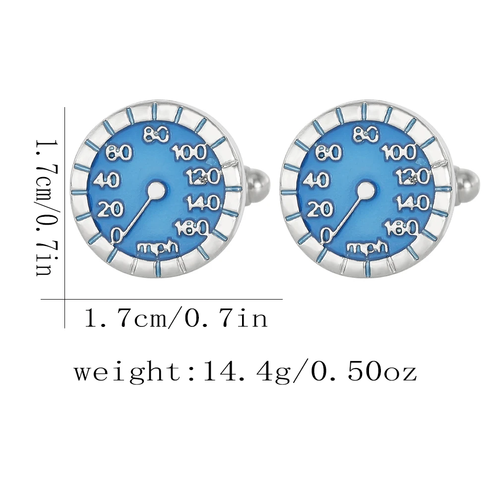 1 Pair Mens Blue Mph Dashboard Cufflinks Funny Speedometer Shaped Sleeve Button
