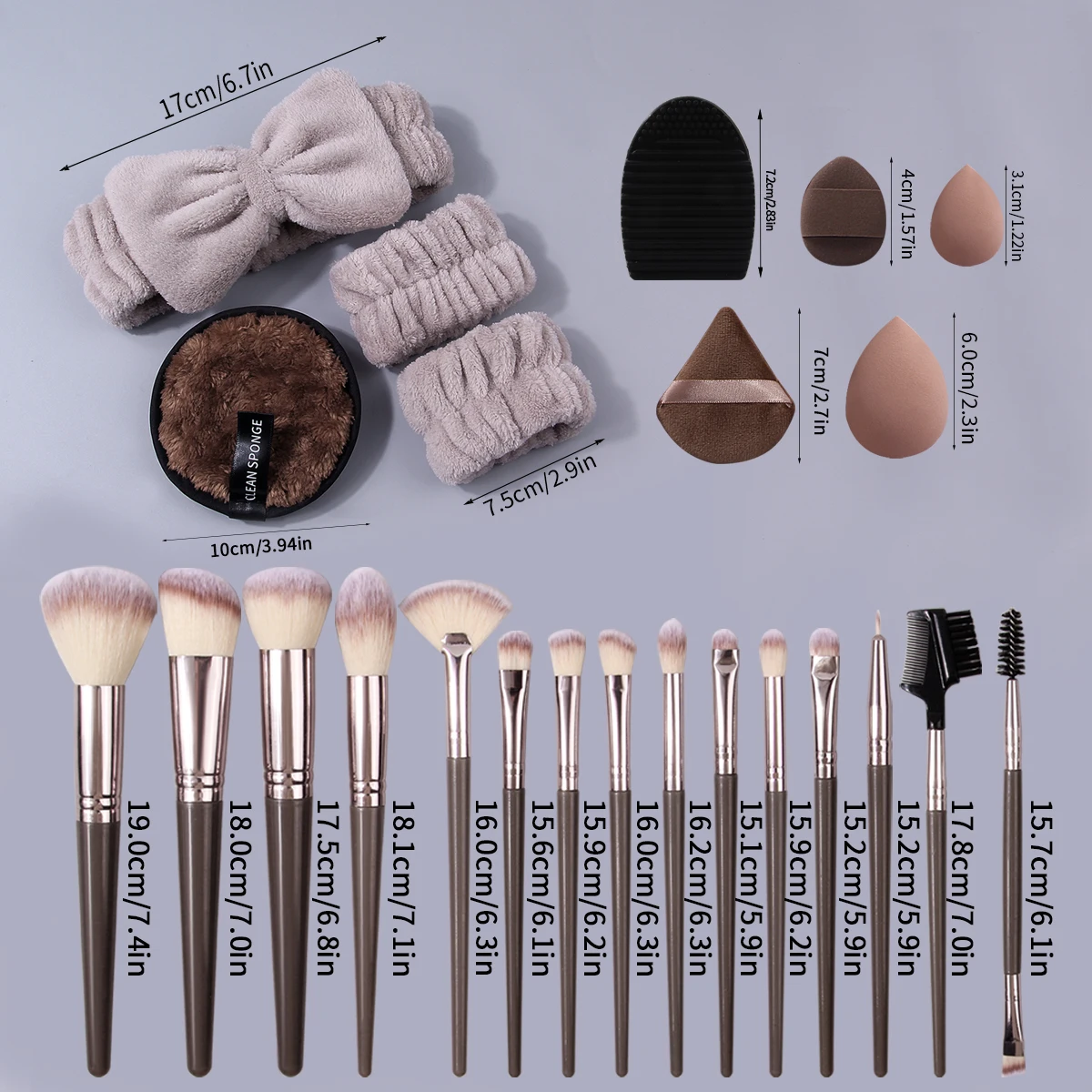 Grand ensemble de pinceaux de maquillage multifonctionnels, 15 pièces/20 pièces/36 pièces, ensemble de nettoyage de bouffées de poudre de maquillage et outils de nettoyage de pinceaux de maquillage
