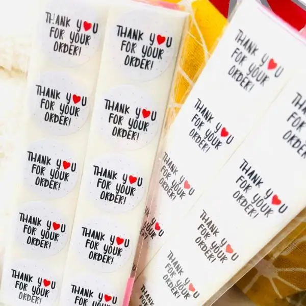 500Pcs Handmade Thank You Packaging Sealing Stickers Labels DIY 2.5/1 inch