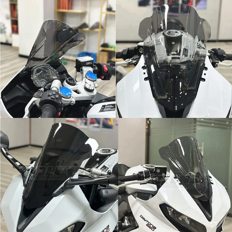 For Daytona 660 2024-2025 Motorcycle Double Bubble Fairing Windscreen High-Impact Resistance Protection Baffle 660Wind Deflector