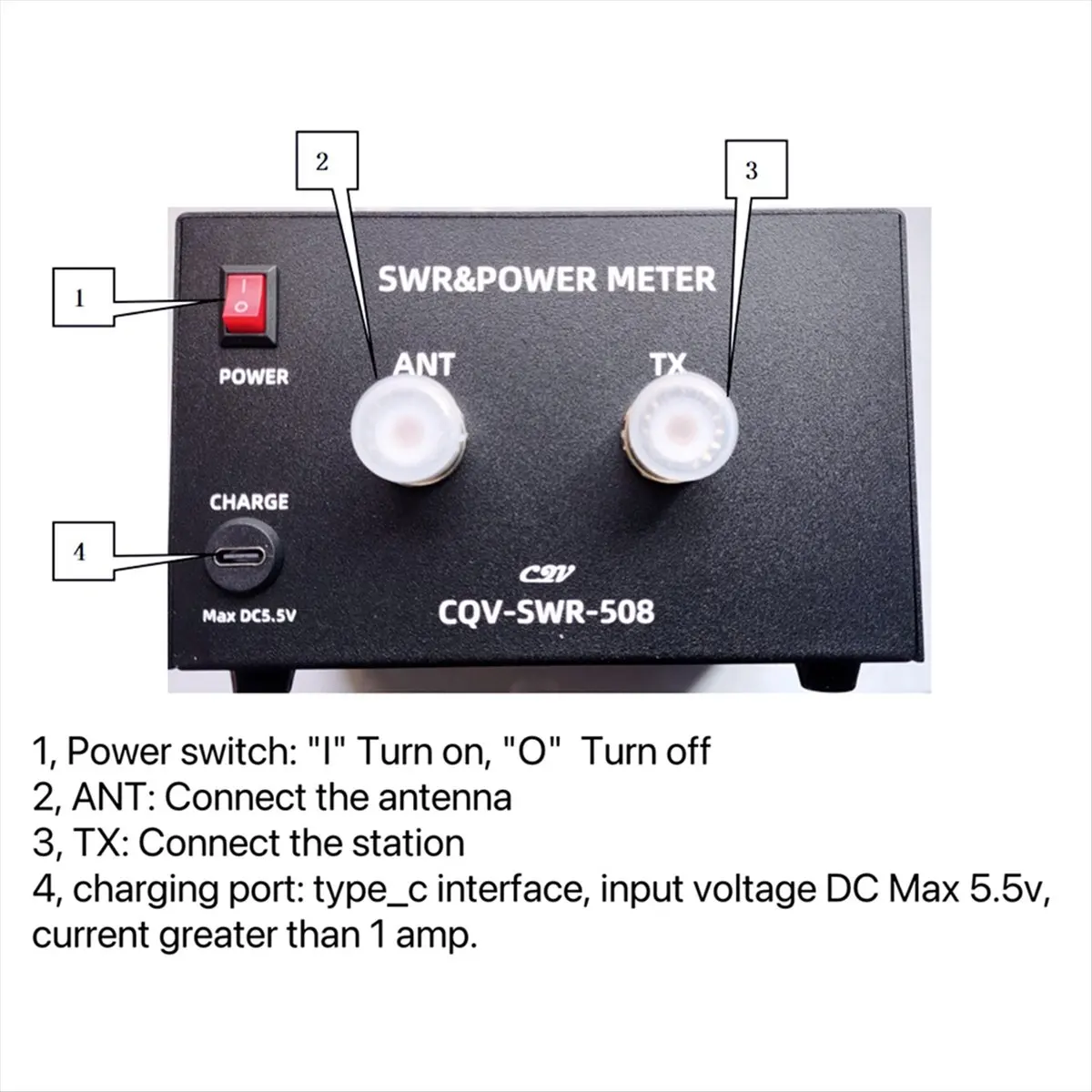 【50% OFF】200W 1.8-54Mhz Digital SWR Meter Standing Wave Meter Power Meter with 4.3inch IPS Color Display for Ham Radio