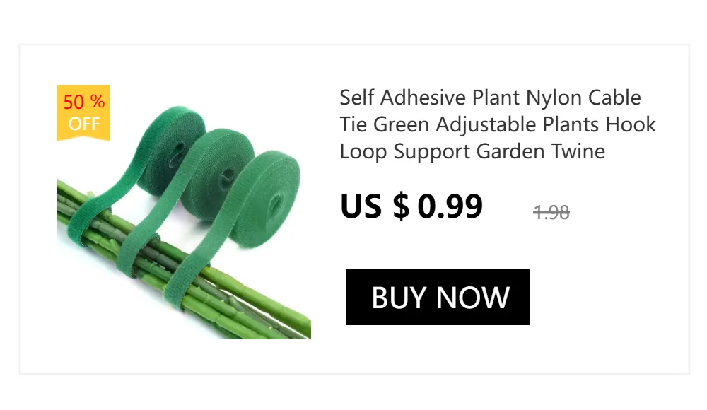 Self Adhesive Plant Nylon Cable Tie Green Adjustable Plants Hook Loop Support Garden Twine Bandage Reusable Fastener Tape Strips
