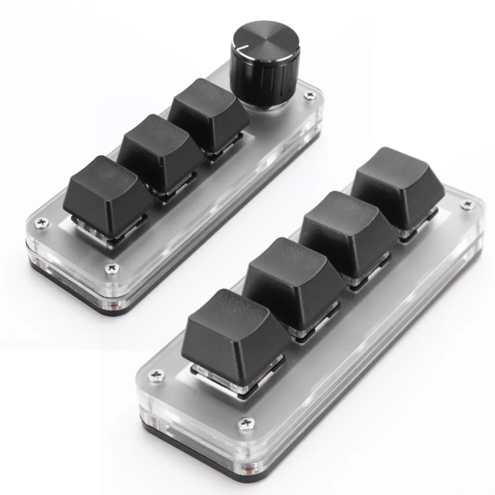 لوحة مفاتيح صغيرة مخصصة للألعاب الميكانيكية لوحة مفاتيح ماكرو مخصصة للبرمجة USB 4Key 3Key + 1 مقبض للعمل المكتبي لألعاب الكمبيوتر OSU