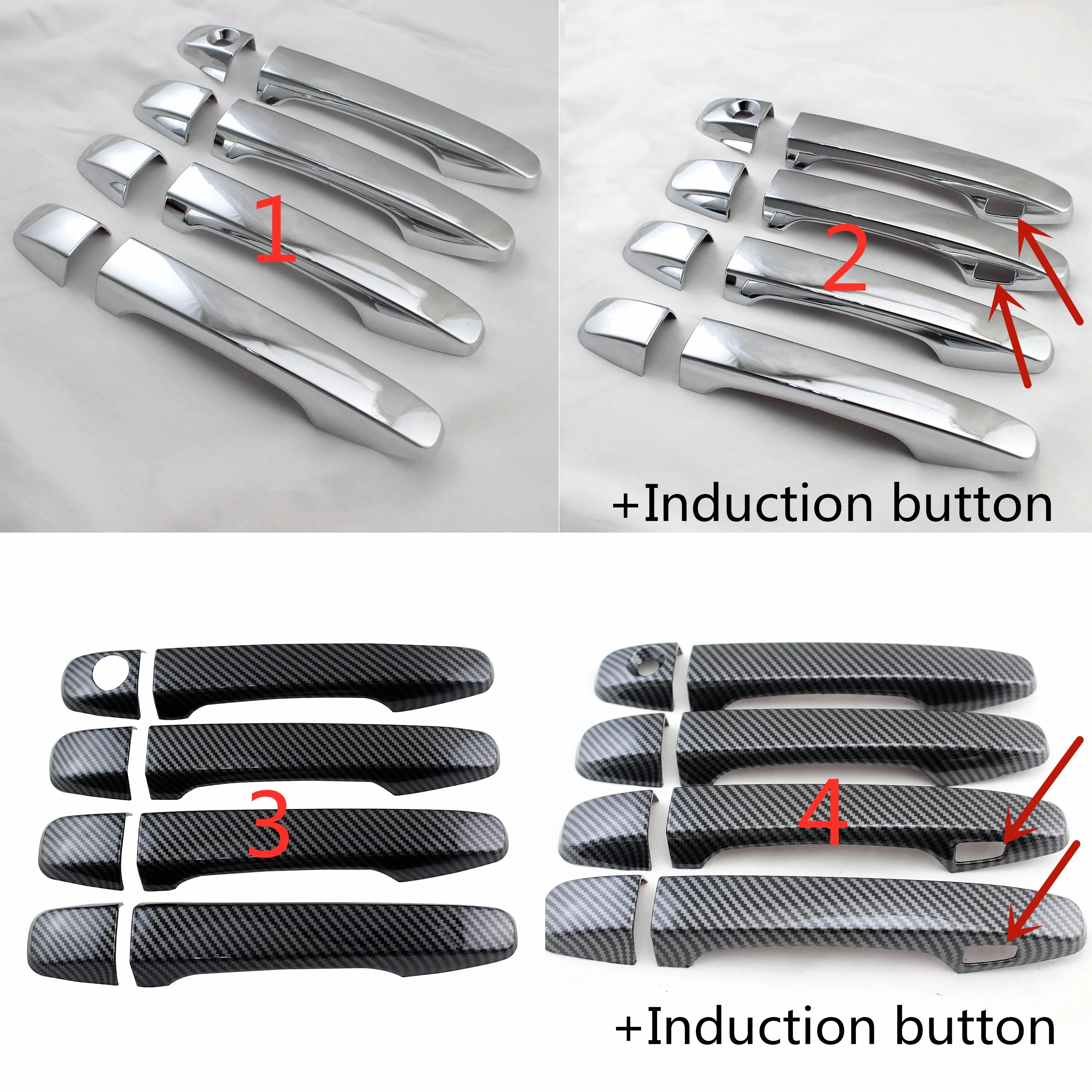 Carbon Chrome Car Accessories Plated Door Handle Bowl Cover Trim Paste Style For Toyota Prius Mark Reiz Wish 2010 2012 2014 2015