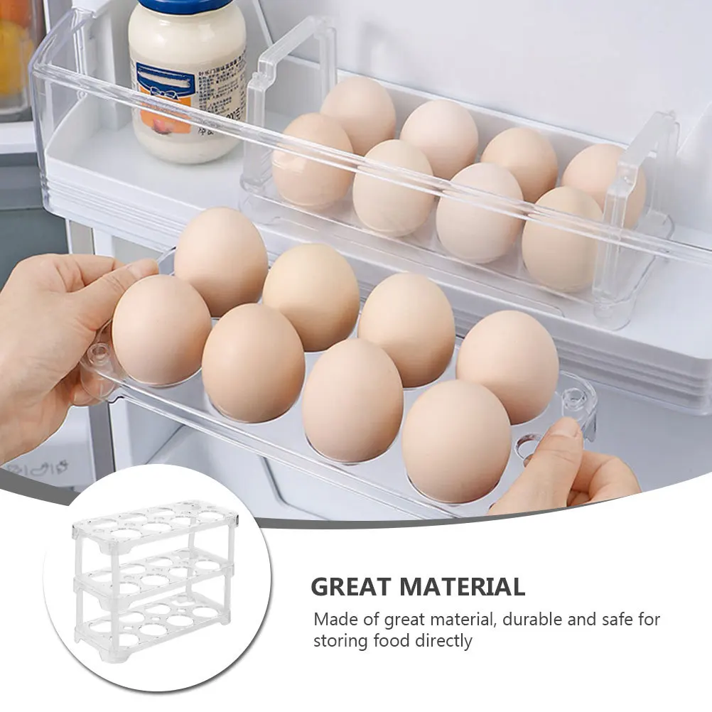 

1Pcs Egg Storage Box Stackable Refrigerator Organizer Fresh Keeping Box Kitchen Storage Rack Three-Tier Design Durable