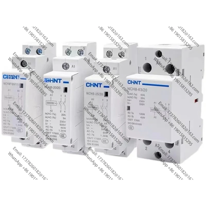 CHINT NCH8 20A 25A 40A 63A carril Din hogar قواطع صغيرة دي CA 220V 230V 400V 63/22 63/40 40/22 1NO 1NC 2NO 2NC 4NO 2P 4P