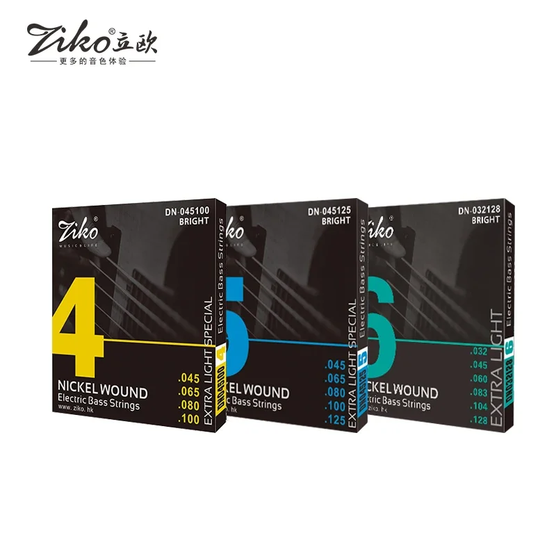 5/10 Set ZIKO Electric Bass Strings 4/5/6 String Bass Carbon Steel Hexagonal Alloy Beginner Professional Strings Bass Accessory