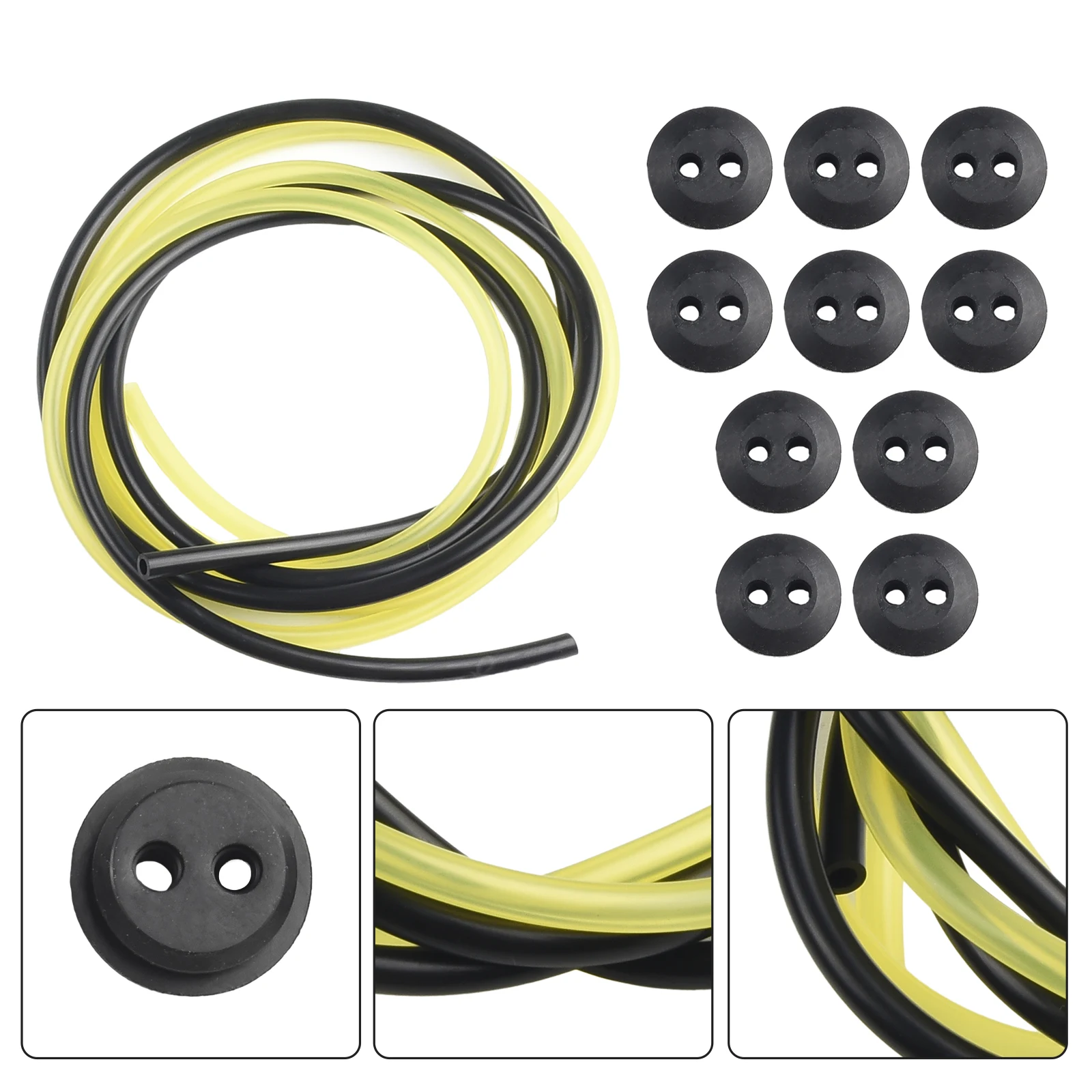 12pcs 2-Hole Fuel Tank Grommet Rubber With Fuel Line Pipes For Brush Cutter Grass Trimmer Rubber Replacemnt Garden Supplies