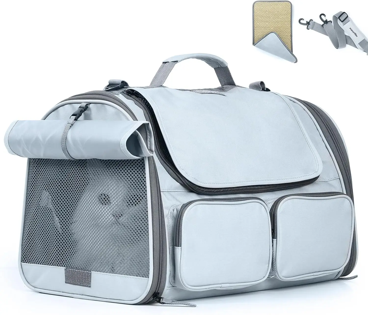 

Cat Carrier, Soft-Sided Small Dog Carrier, Large Cat Travel Bag with 4 Mesh Windows, Under 15 lb Airline Approved Pet Carrier