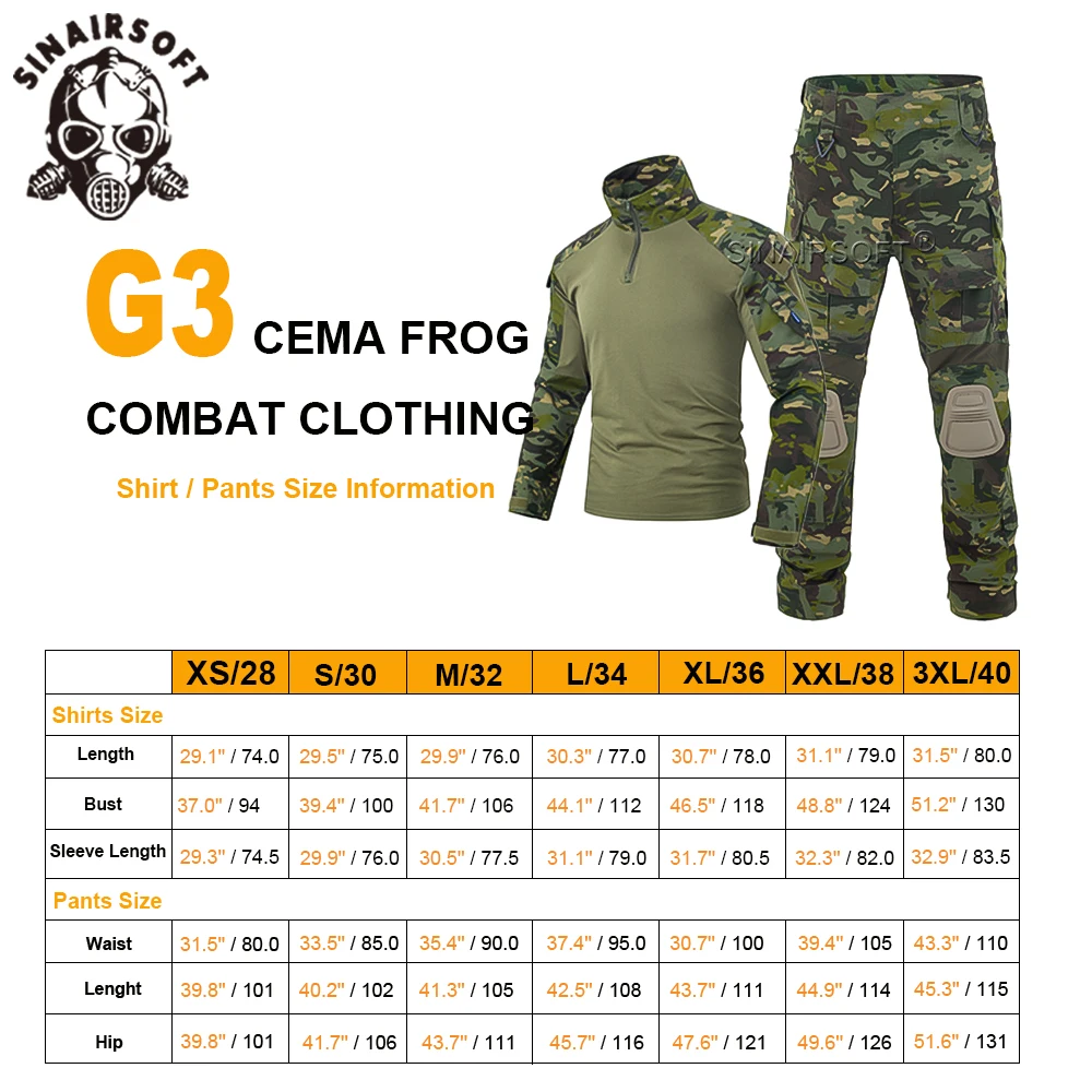 G3 Hunting Clothes Training GEN3 T Shirts Pants Tactical Camouflagecamo Frog Suit Multi-camo Hiking Rip-stop CS Clothes