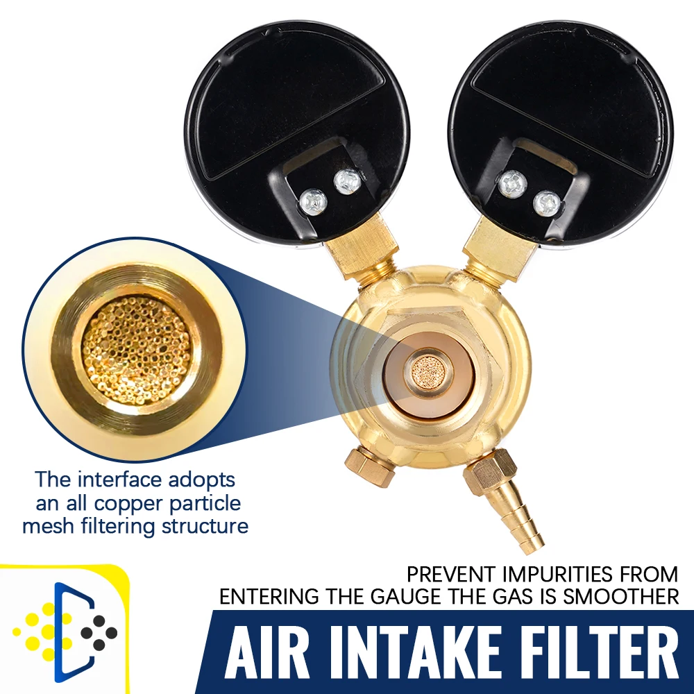 Pressure Regulator Reducer Argon CO2 Welding Twin Gauge Gas Bottle  MIG TIG Welding Flow Meter Control Valve W21.8 1/4 Thread