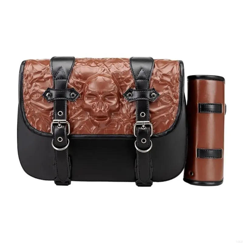 

Y5GF Universal Motorcycle Saddles Bags PU Leather Vintage Side Bags Large Capacity