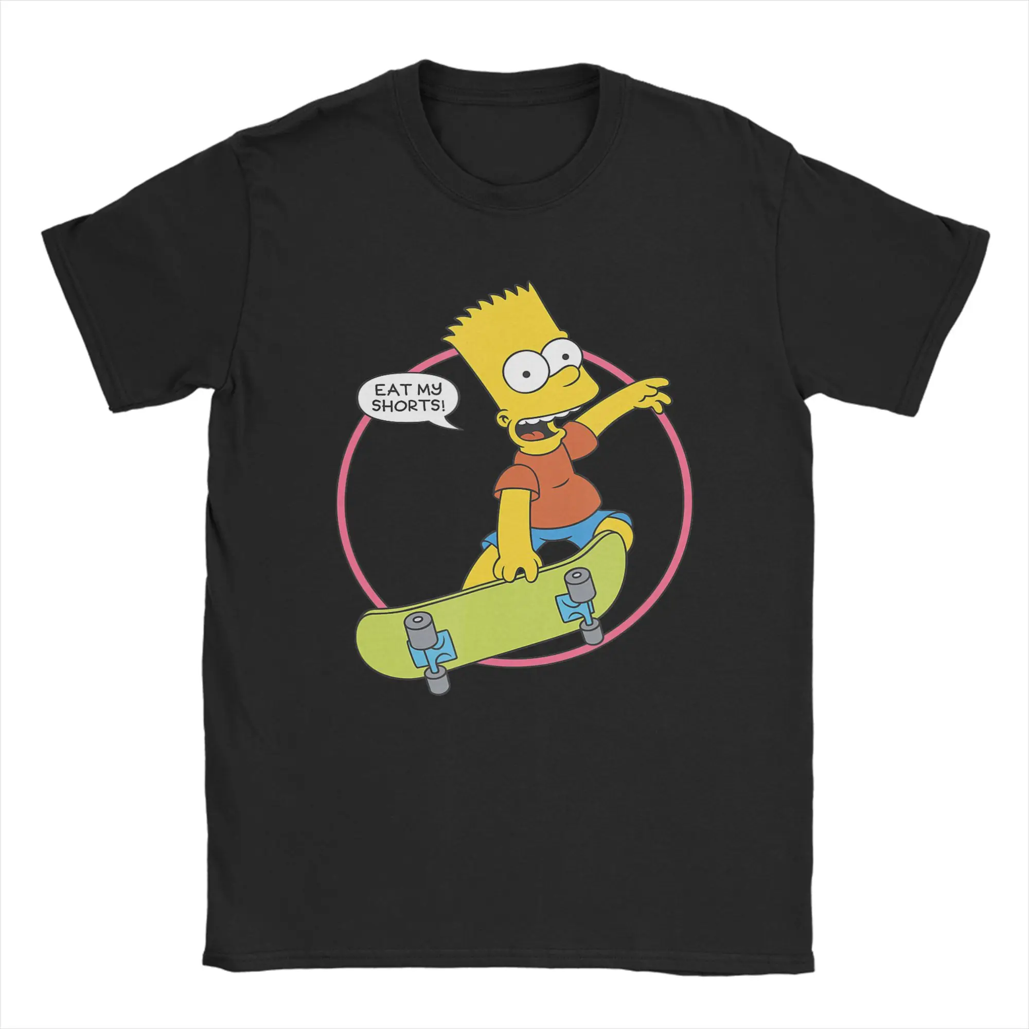Camisetas Bart Simpson Eat My Shorts para hombre, camisetas novedosas de algodón, camiseta con cuello redondo, ropa de manga corta 6XL