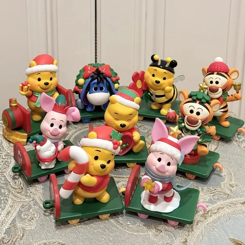 Genuine Disney Blind Box Christmas Winnie The Pooh Gift Delivery Series Winnie Figure Model Suprise Box Desk Decor Xmas Gift