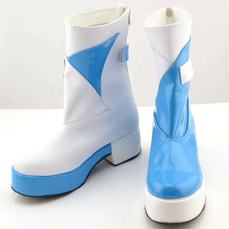 Luo Tianyi – chaussures de Cosplay bleues, bottes en Faux cuir pour jeu de rôle, pour femmes et filles