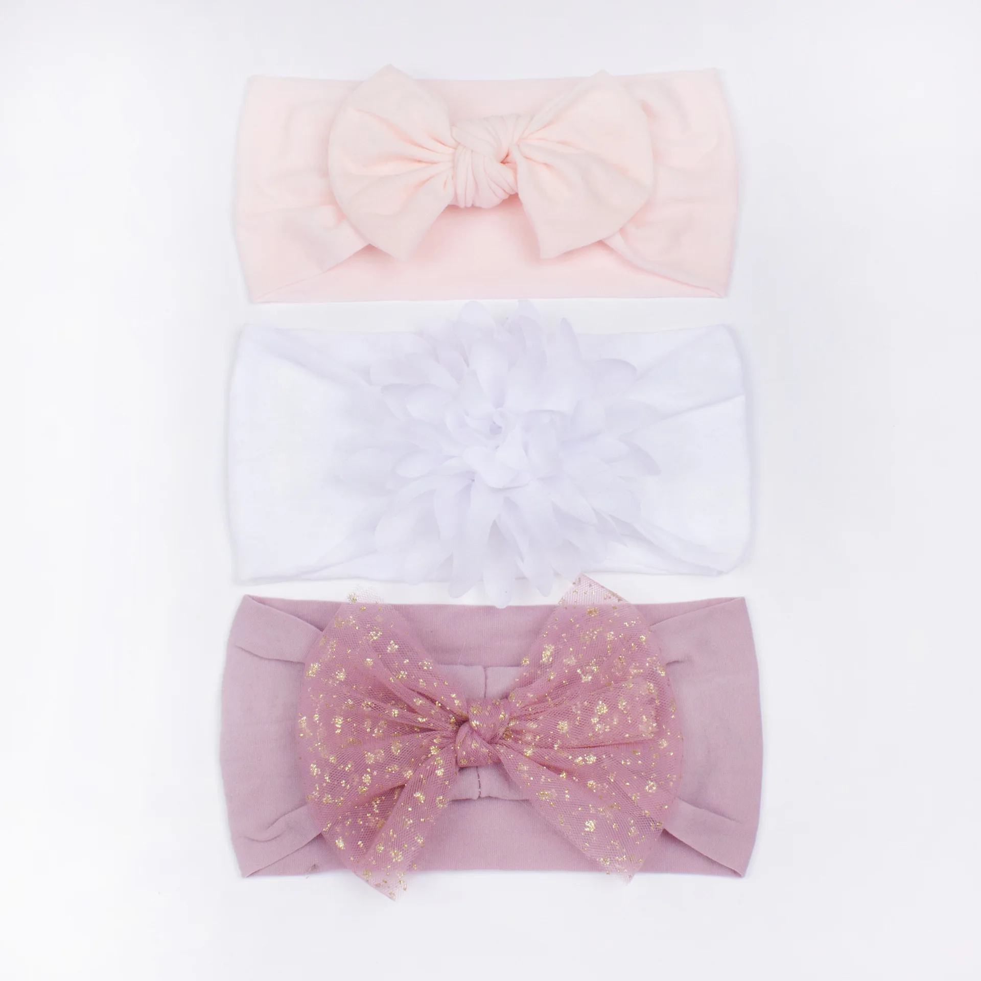 3Pcs Cute Bows Baby Headband Soft Elastic Baby Girl Hair Bands for Newborn Infant Turban Headwear Baby Hair Accessories