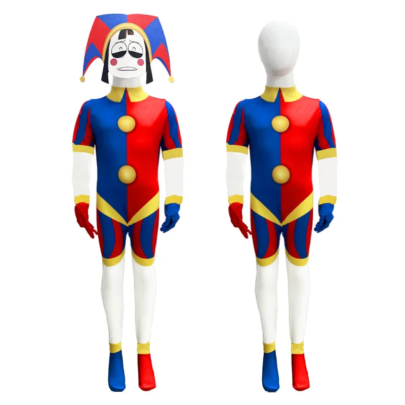 Pomni Cosplay The Amazing Digital Circus Cartoon Costume for Kids Clown Jumpsuit Child Adult Halloween Christmas Party Clothes