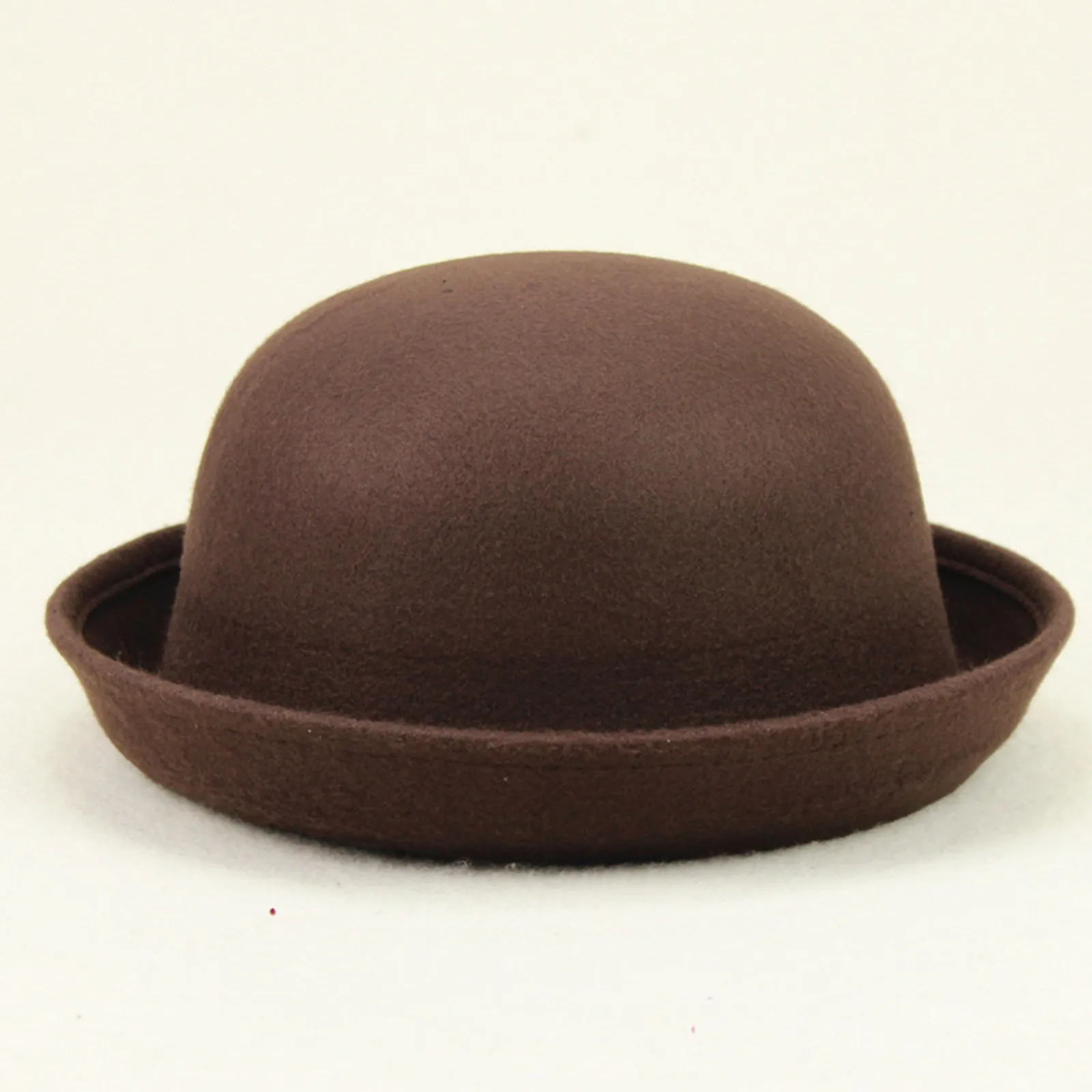 Elegant Adults Solid Hat Roll Up Brim Panama Bowler Hat Bucket Hat Mens Womens Classic Wool Round Bowler Hats Cap Sun Hat Unisex