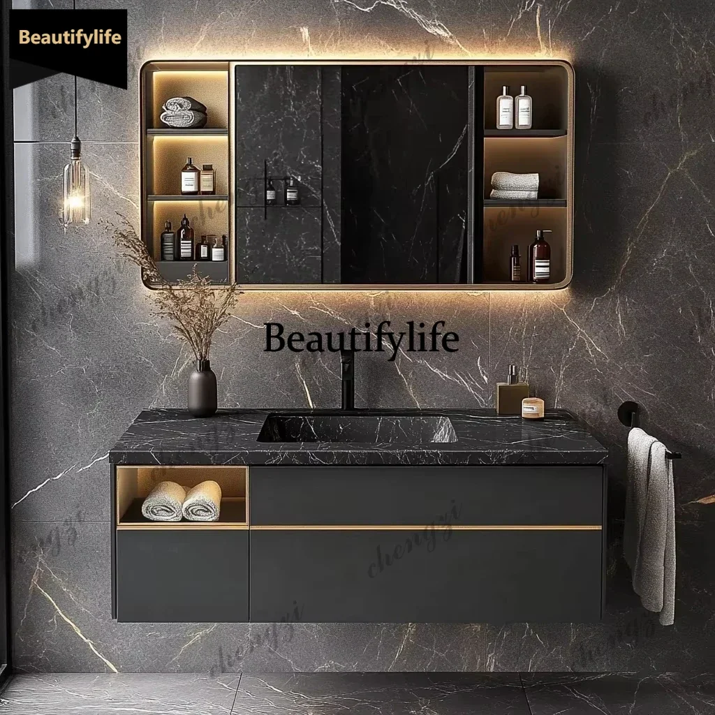 Modern 40 60  80 Inch Bathroom Vanity Set with Cabinet Mirror Sink Elegant Design Bathroom Furniture With Sink In The Bathroom b
