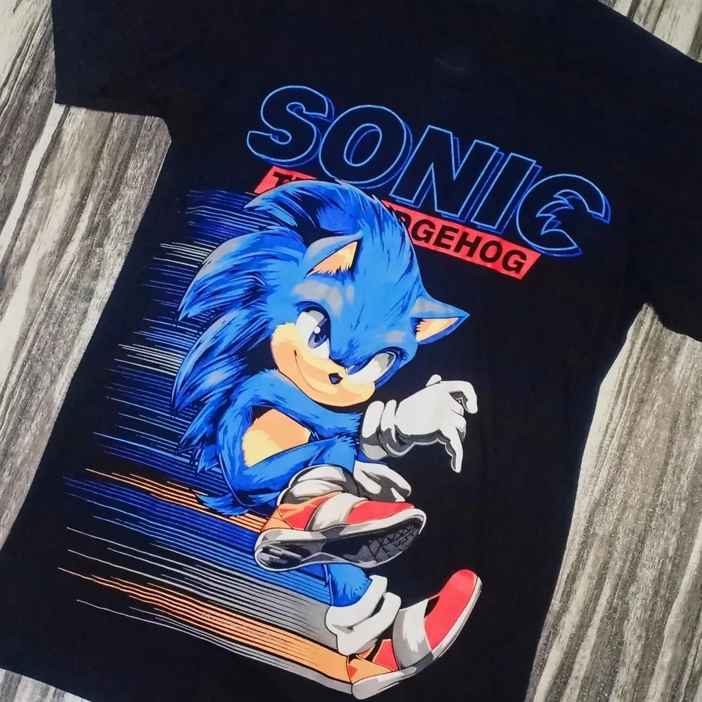 Sonic The Hedgehog Movie Graphic T-Shirt Cotton Men Women Streetwear Tee
