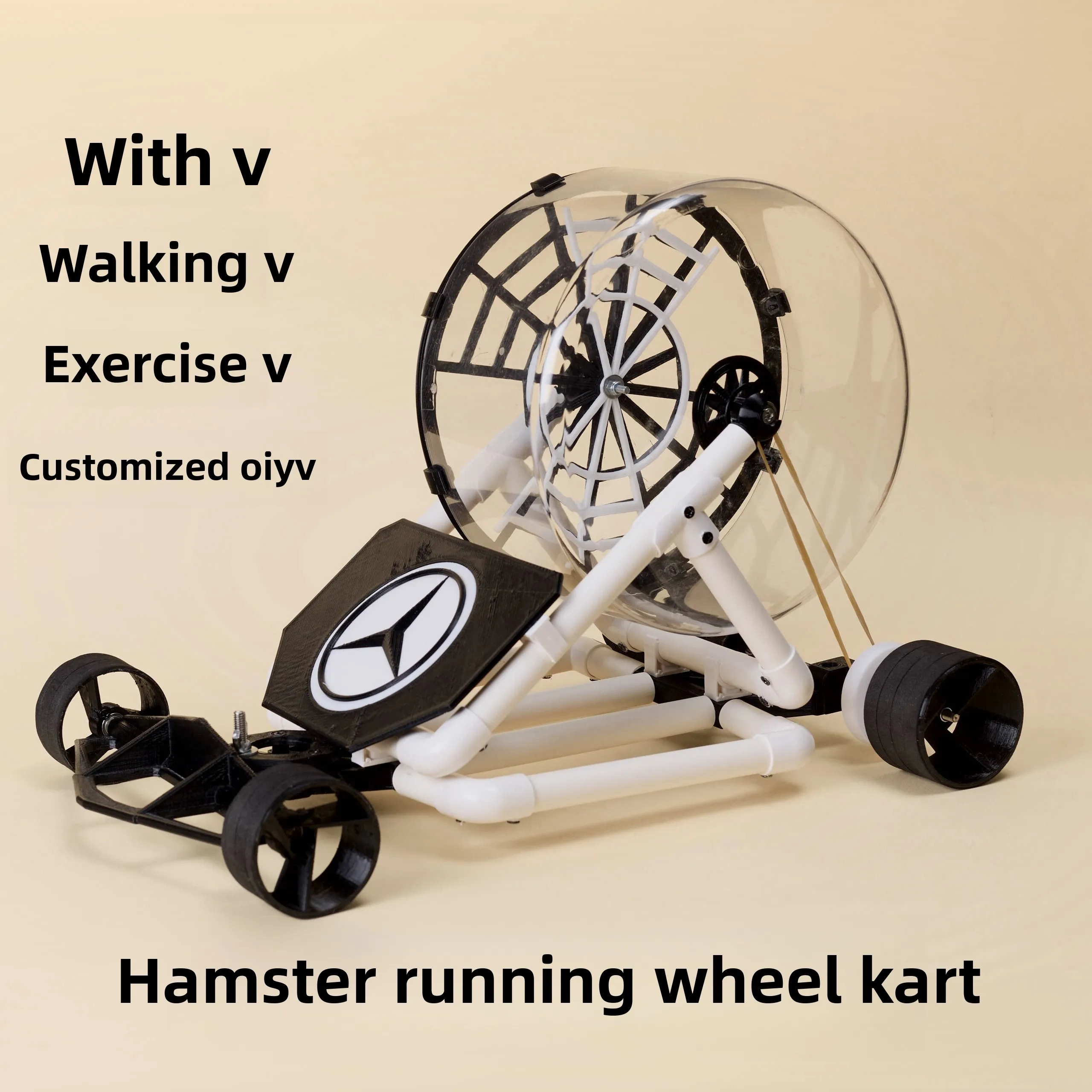 

Customizable - Pet Hamster Golden Bear Silent Running Wheel Toy Kart Out with Cage Mouse Walking Out