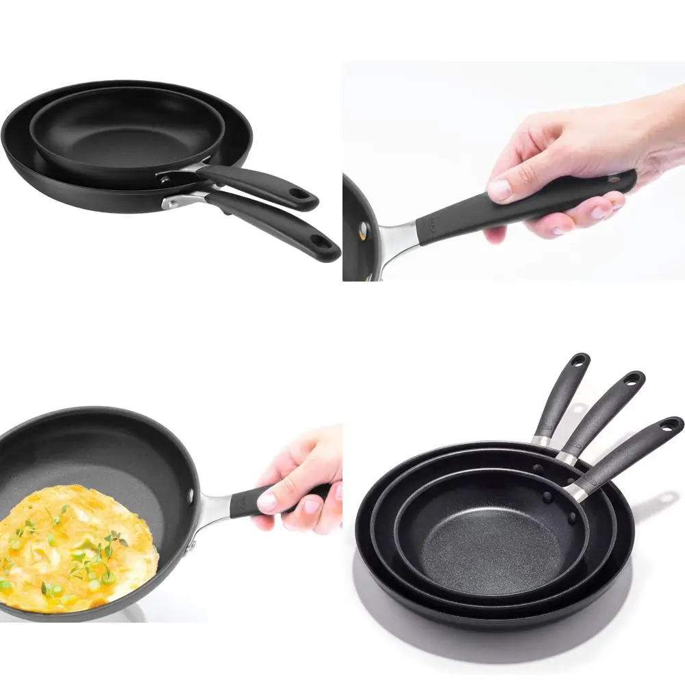 

Nonstick PFOA-Free Hard Anodized 8 and 10 Inch Frying Pan Skillet Set, Black with Good Grips for Cooking