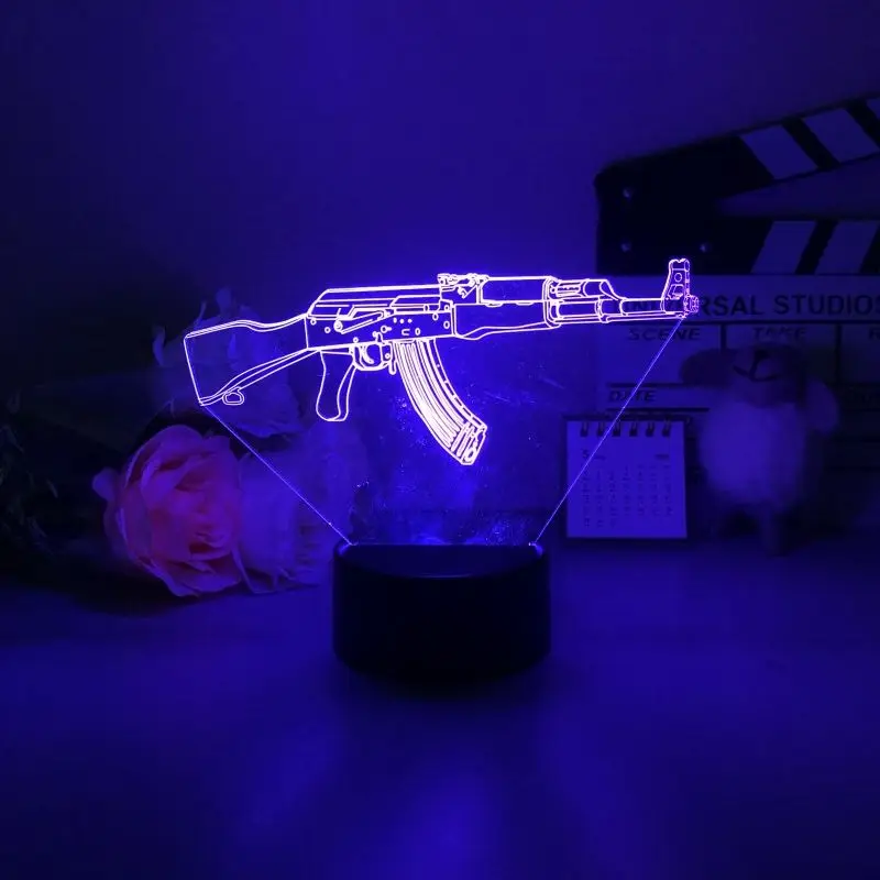 

RGB Gun 3D Night Light Gaming Room for Bedroom Decor Light Cute Birthday Colorful Gift LED Lamp Manga Kid Lovely Present