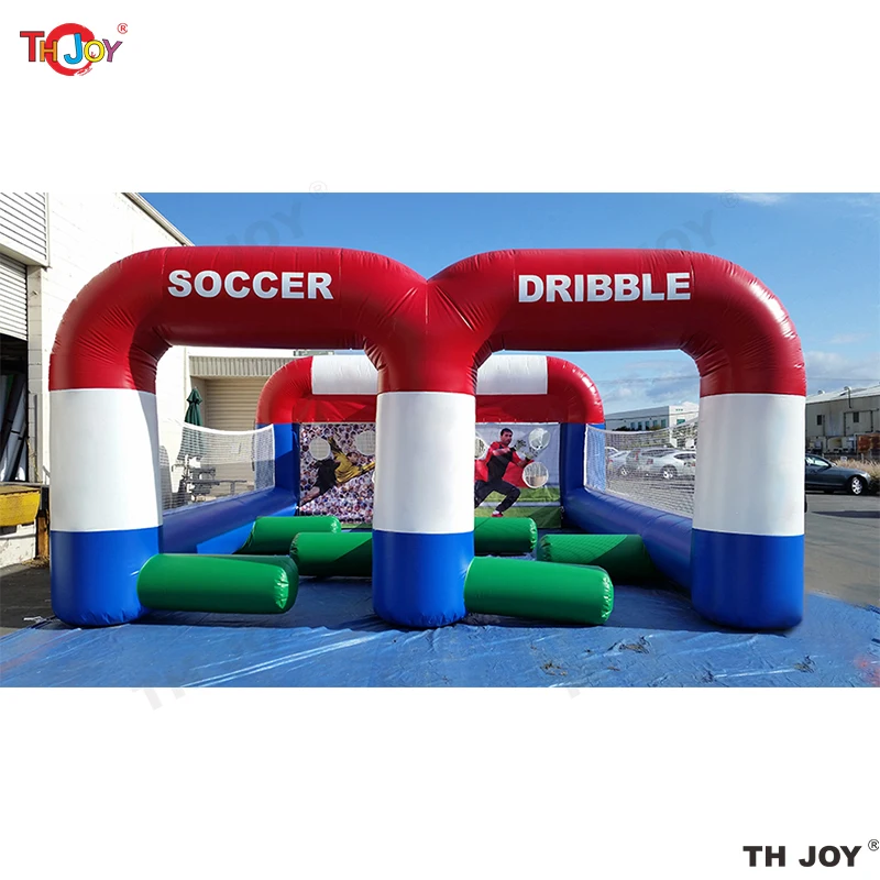 14mロングサッカードリブル＆シュートインフレータブルフットボールチャレンジゲーム
