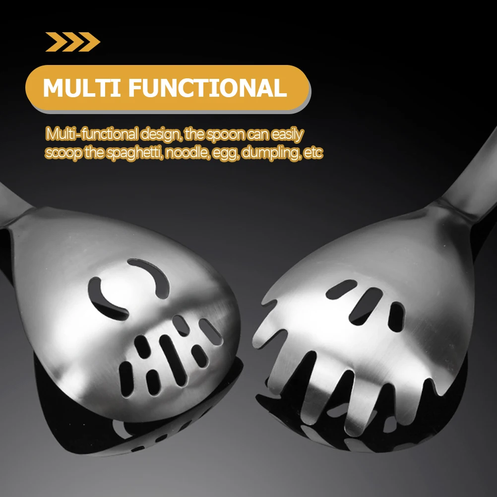 

Stainless Steel Spoon for Cooking Pasta Noodle Egg Dumplings Silver Spaghetti Kitchen Utensils Multi Functional Practical