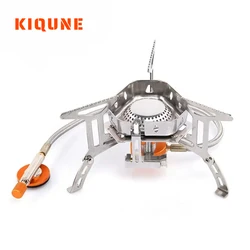 KIQUNE Camping Burner 3200W Windproof Foldable Electric Ignition Outdoor Portable Gas Stove Outdoor Camping Hiking Fishing