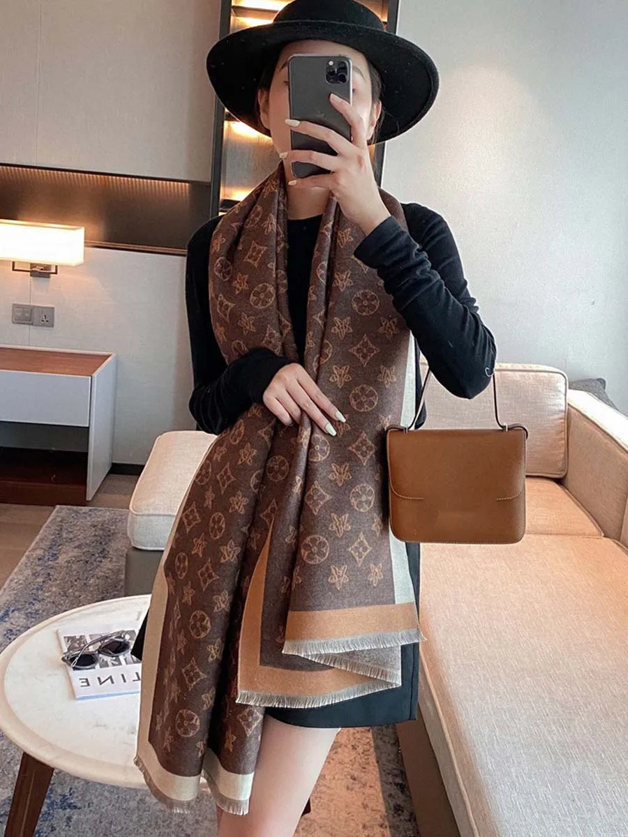 أزياء أنيقة سميكة الجاكار الاكريليك الكشمير وشاح طويل شال المرأة الخريف الشتاء الدافئة منديل الصيف كيب يلتف