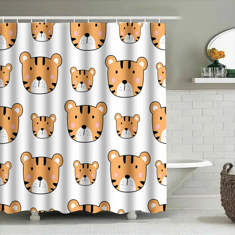 Cute Cartoon Tiger Pattern Shower Curtain for Bathroom Decoration Home Textiles on.com