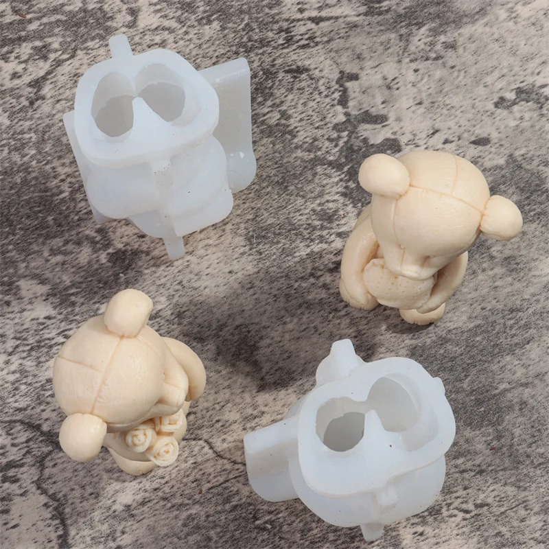 3D Teddy Bear Silicone Candle Mold DIY Cartoon Love Bear Soap Plaster Resin Molud Kit Handmade Party Gifts Wedding Souvenirs