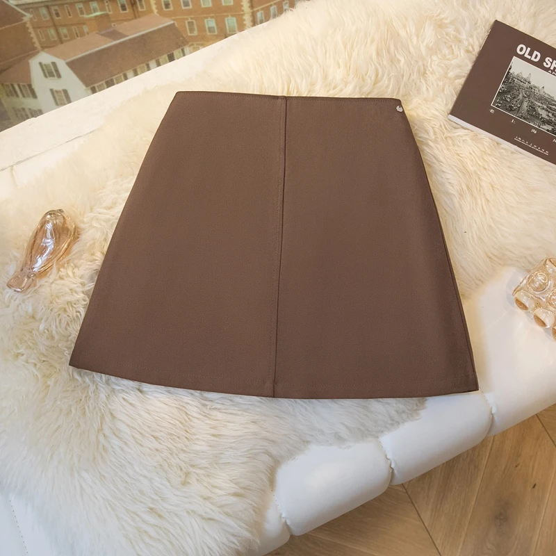 Falda sencilla de cintura alta de aodón da acampanada para mujer, Falda corta profesional OL de verano, falda de medio ...