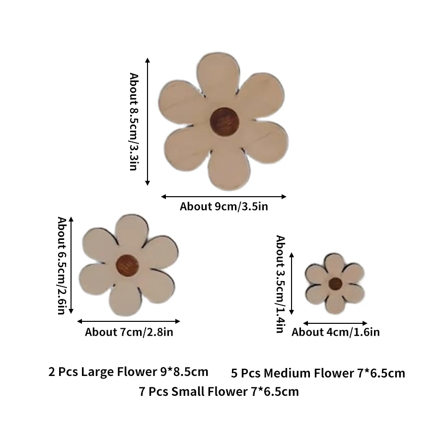 14Pcs/Set Nordic Style Wooden Round Daisy Home Background Wall Decoration Wooden Wall Stickers Holiday Decoration Wall Crafts Home Room Wooden Balloon Wall Stickers Homestay Coffee Bar Decorative Wall Decor