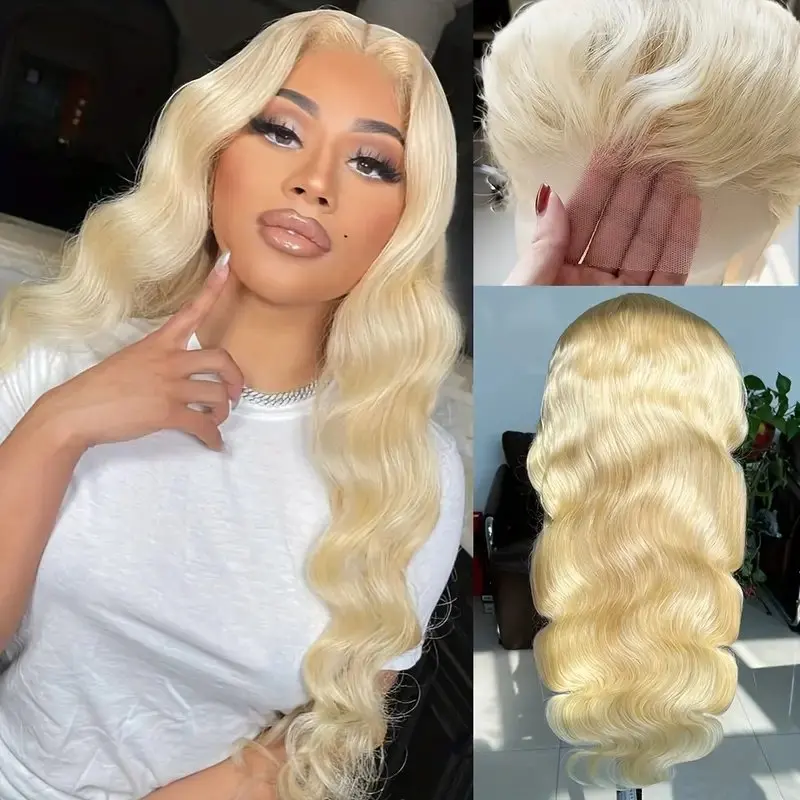 613 Blonde 22 Inches 13x6 Lace Frontal Wig 13X4 HD Lace Wigs 150 Density Human Hair Body Waves Colored Glue-Free Wave Wig